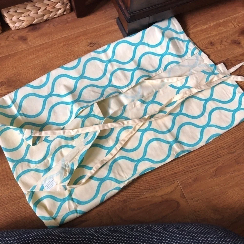 blue and cream geometric kitchen apron